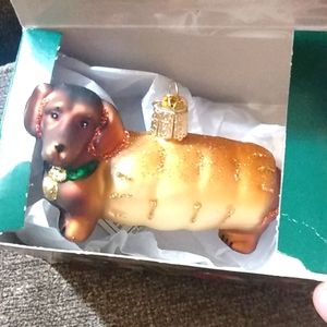 Adorable Mercury Glass Weiner Dog Christmas Ornament NWT